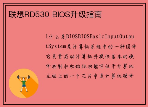 联想RD530 BIOS升级指南
